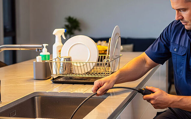 Plumber Inserting Cable Drain
