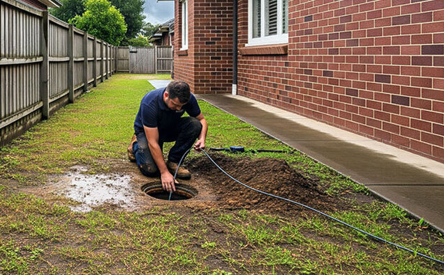 Plumber Inspecting Sewer Hole
